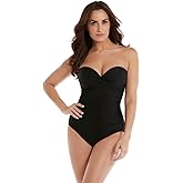 Miraclesuit Women’s Swimwear Rock Solid Madrid Bandeau Underwire Detachable Strap One Piece Swimsuit