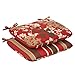 Pillow Perfect Indoor/Outdoor Red/Brown Floral/Striped Reversible Seat Cushion, Rounded, 2-Pack