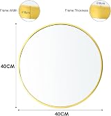 Warmiehomy Round Gold Wall Mirror 40cm Frame Makeup Mirror view 3