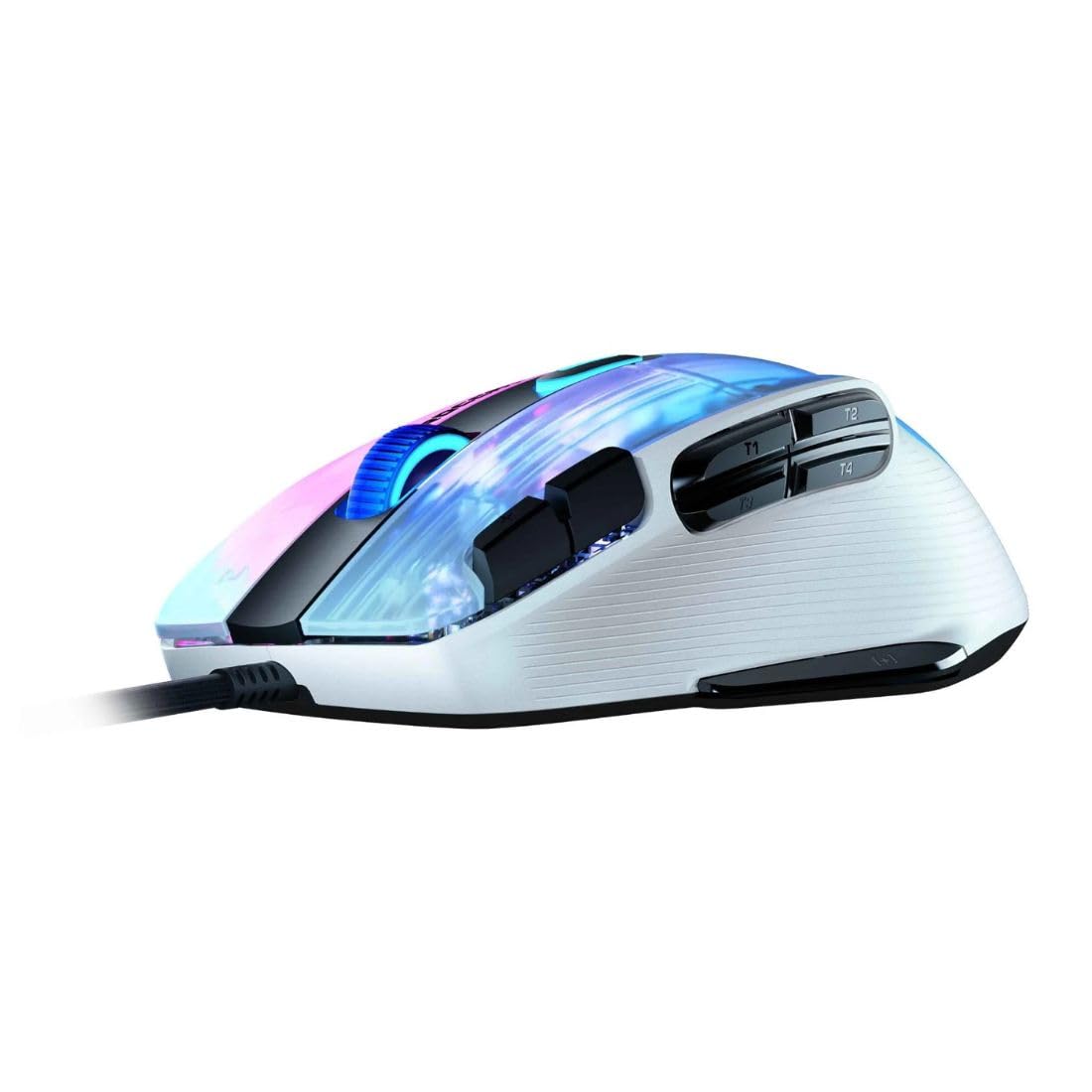 ROCCAT Kone XP PC Gaming Mouse with 3D AIMO RGB Lighting, 19K DPI Optical Sensor, 4D Krystal Scroll Wheel, Multi-Button Design, Wired Computer Mouse - White
