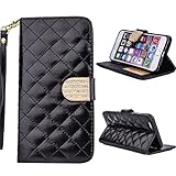 LUNIWEI Bling Diamond Card Leather Wallet Flip Case For iPhone 6 Plus