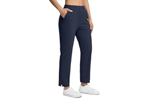 Seamaid Womens Golf Pants Lightweight Casual Travel Pants with Zipper Pockets Stretchy Work Business Black L