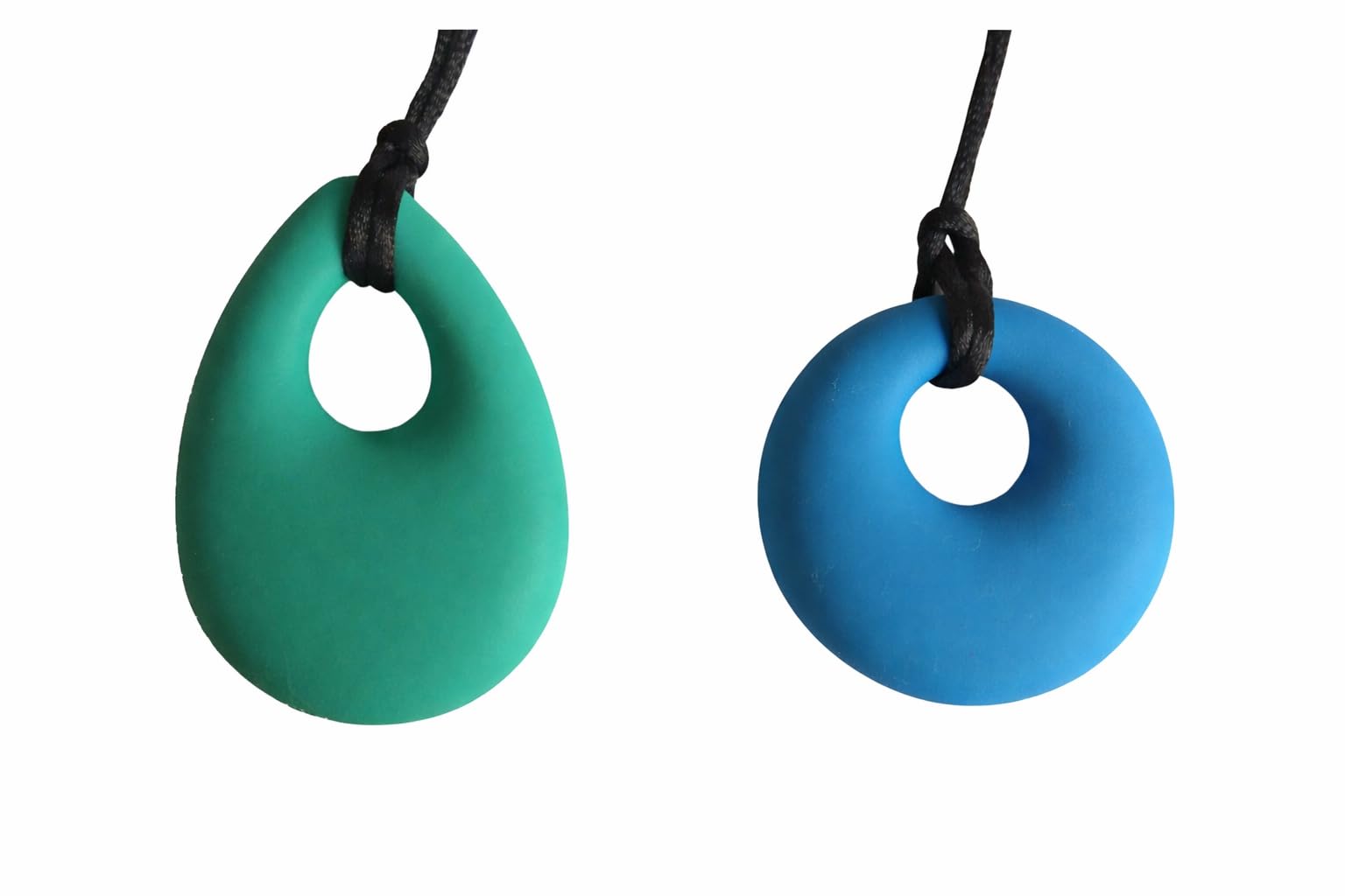 Chew Pendant Pack of 2 Training and Development Fidget Chew Necklace for,Sensory,Oral Motor, Anxiety, Autism, ADHD (Blue and Turquoise)