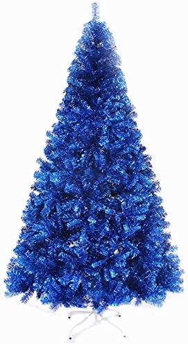6 Ftロイヤルブルー消灯人工クリスマスツリー プレミアムヒンジ付きスプルースフルツリー 屋内屋外用の折りたたみ式金属スタンド付きの環境に優しい クリスマスパインツリー
