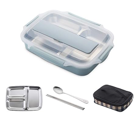 MSYQ Lunch Box304 Lonchera de acero inoxidable con cuchara Caja de ...