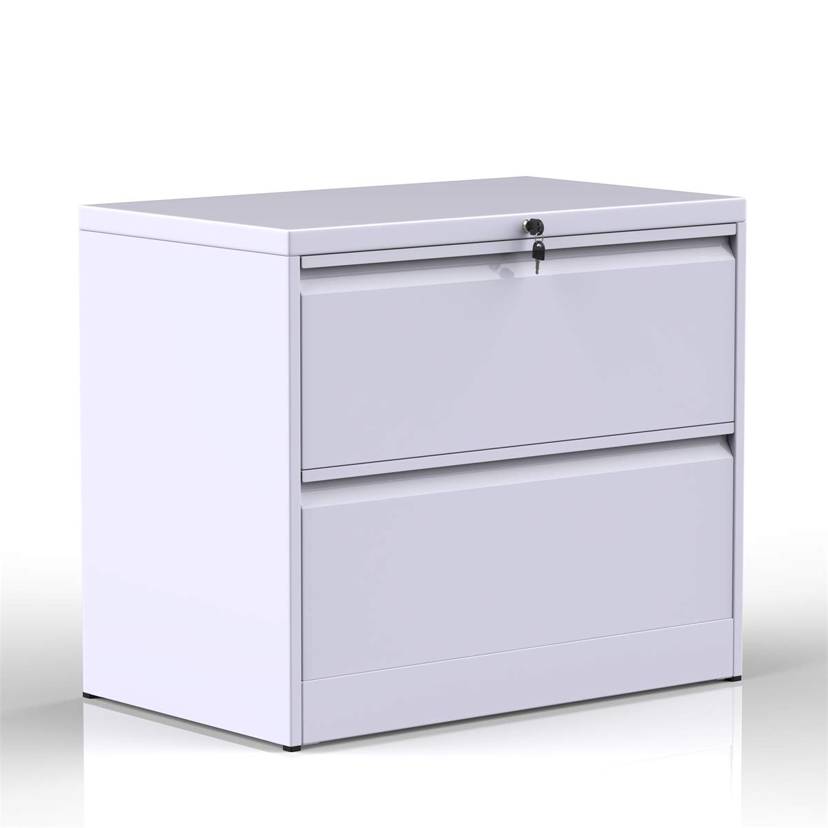 ModernLuxe File Cabinet,White Lockable Heavy Duty Metal Lateral File Cabinet with 2 Drawers