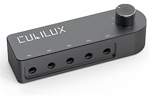 Cubilux Bidirectional 3.5mm Audio Switcher (1-in to 4-Out / 4-in to 1-Out), Stereo 1/8” Aux Selector Box for Speaker Headphones/Earphones, Audio Switch for Laptop Computer Smartphone Tablet