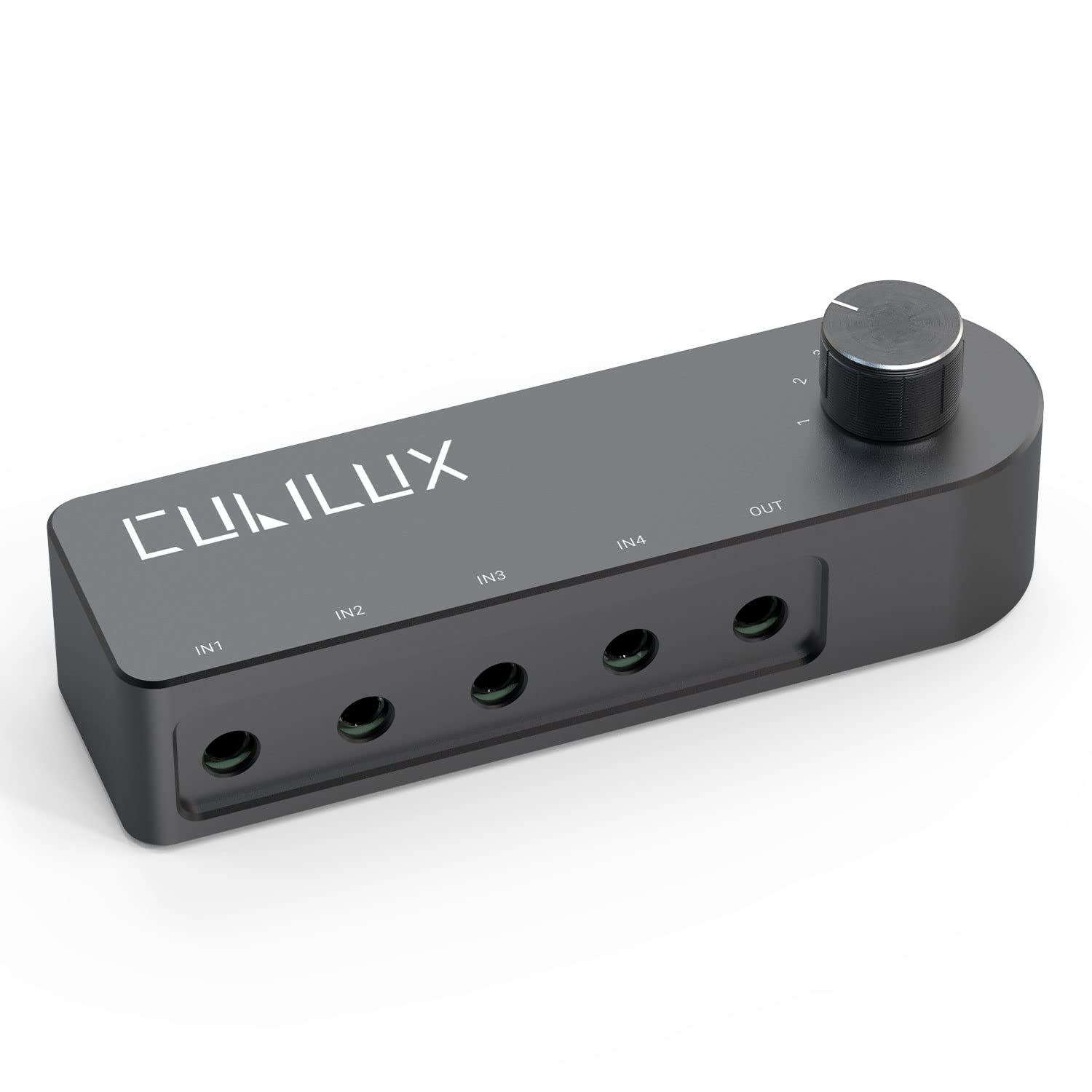 Cubilux Bidirectional 4-Channel 3.5mm Audio Switcher, Passive Stereo 4-Port 1/8” Aux Selector Box Compatible Speaker Headphones/Earphones Laptop Computer Smartphone Audio System Home Office Mixer AMP — image 1