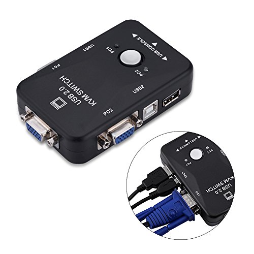 2 Port USB VGA KVM Switch Box1920 x 1440 Maximum Resolution Out Manual Switcher Supplied with 2 KVM Cables for Connecting to PC Plug and Play - Thumbnail 5