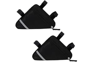 QitinDasen 2 Pieces Bike Triangle Bags, Waterproof Bicycle Front Tube Frame Bag, Double-Sided Reflective Decoration Makes Night Riding Safer (Black)