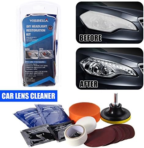 DIY Headlight Restoration Kit,Headlight Lamp Lens Cleaning Tools for Auto Car Motorcycle