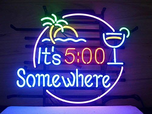 Urby Brand New 17" It's 5 O'clock Somewhere Neon Sign Beer Bar Pub Man Cave Business Glass Neon Lamp Light FC01