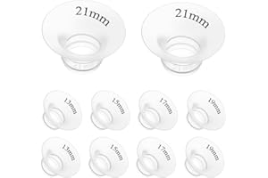 BDICOVE 10Pcs Flange Insert 13/15/17/19/21mm*2 Compatible with Momcozy M5/M9/M6/V2 Pro/V2 pro/S12 Pro/S9 Pro/Spectra/Medela/eufy/Elvie/Lansinoh/Paruu P10 Breast Pump,and Most 24mm Shields