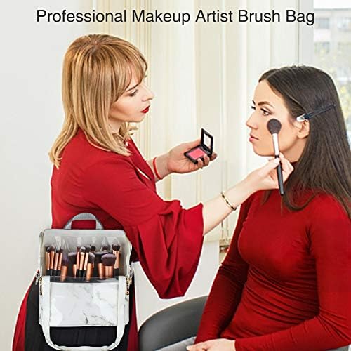 Makeup Brush Case Stand-up Makeup Cup Makeup Brush Holder Travel Professional Cosmetic Bag Artist Storage Bag with Shoulder Strap and Adjustable Divider (Marble) 9 Makeup Brush Case Stand-up Makeup Cup Makeup Brush Holder Travel Professional Cosmetic Bag Artist Storage Bag with Shoulder Strap and Adjustable Divider (Marble)