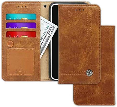 Huawei P9 Plus Case [Free 9 Gifts] Trim LINE Flip Diary Cover with Slim Wallet Design [Octopus Ver.] – Card Holder, Cash Slots, Kickstand, Hand Strap & Message Pad for Huawei P9+ (Hush Brown)