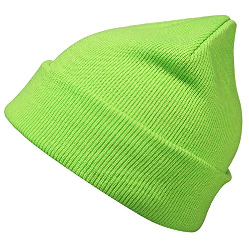 Paladoo Slouchy Winter Hats Knitted Beanie Caps Soft Warm Ski Hat (Lime Green)
