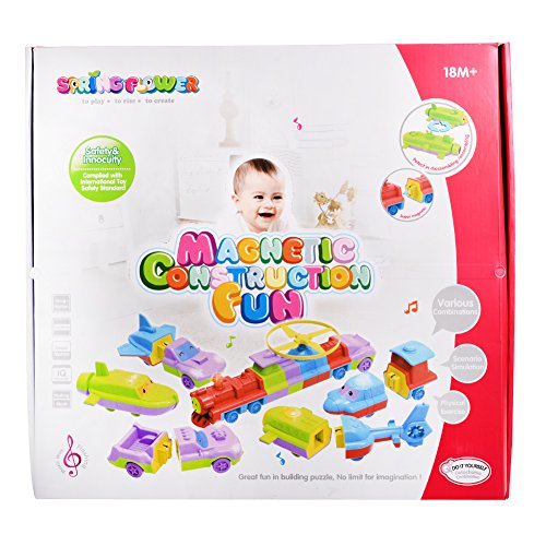image for ThinkMax Magnetic Vehicles, with Music and Light (8 Vehicles, 24 PCS)