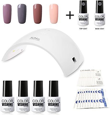 Doffx Nail Starter Kit 4 Colours Soak Off Gel Polish &amp; Top Base Coat, 36W SUN9C Professional LED Lamp Gel Dryer Manicure, Remover &amp; Cleanser Manicure Nail Art Tool #C016