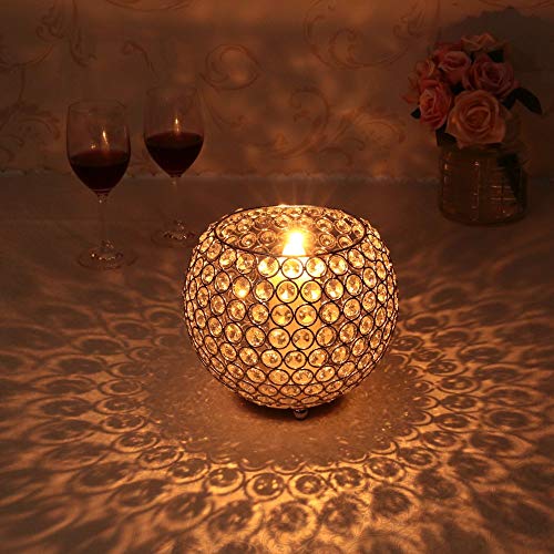 VINCIGANT Gold Crystal Bowl Candle Holders Centerpieces for Dining Room