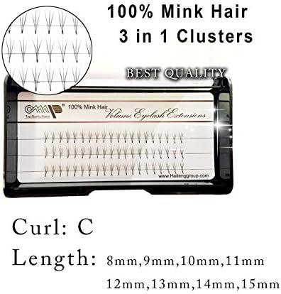 Luxury Real Mink 3 in 1/3D Natural Eyelash Extension Cluster-60 Clusters (12mm)