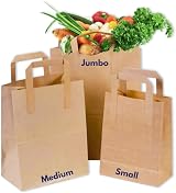 Clearly 50 Jumbo Brown Kraft Paper Bags with Handles 12x10x5 70 GSM view 1