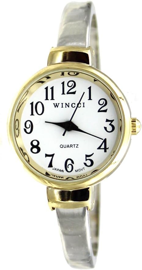 WincciWomen's Classic Easy Read Bangle Cuff Watch