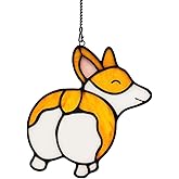 BOXCASA Corgi Decor Stained Glass Window Hanging,Corgi Gifts for Dog Lovers,Dog Stained Glass Suncatchers for Window,Mothers Day,Christmas,Housewarming Gifts for Women,Friends
