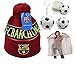 Barcelona Soccer Fan Beanie with Soccer Shaped Rain Poncho Ball ✮ All Weather Bundle ✮ All Clubs Available ✮ One Size Fits All (One Size Fits Most, Barcelona)