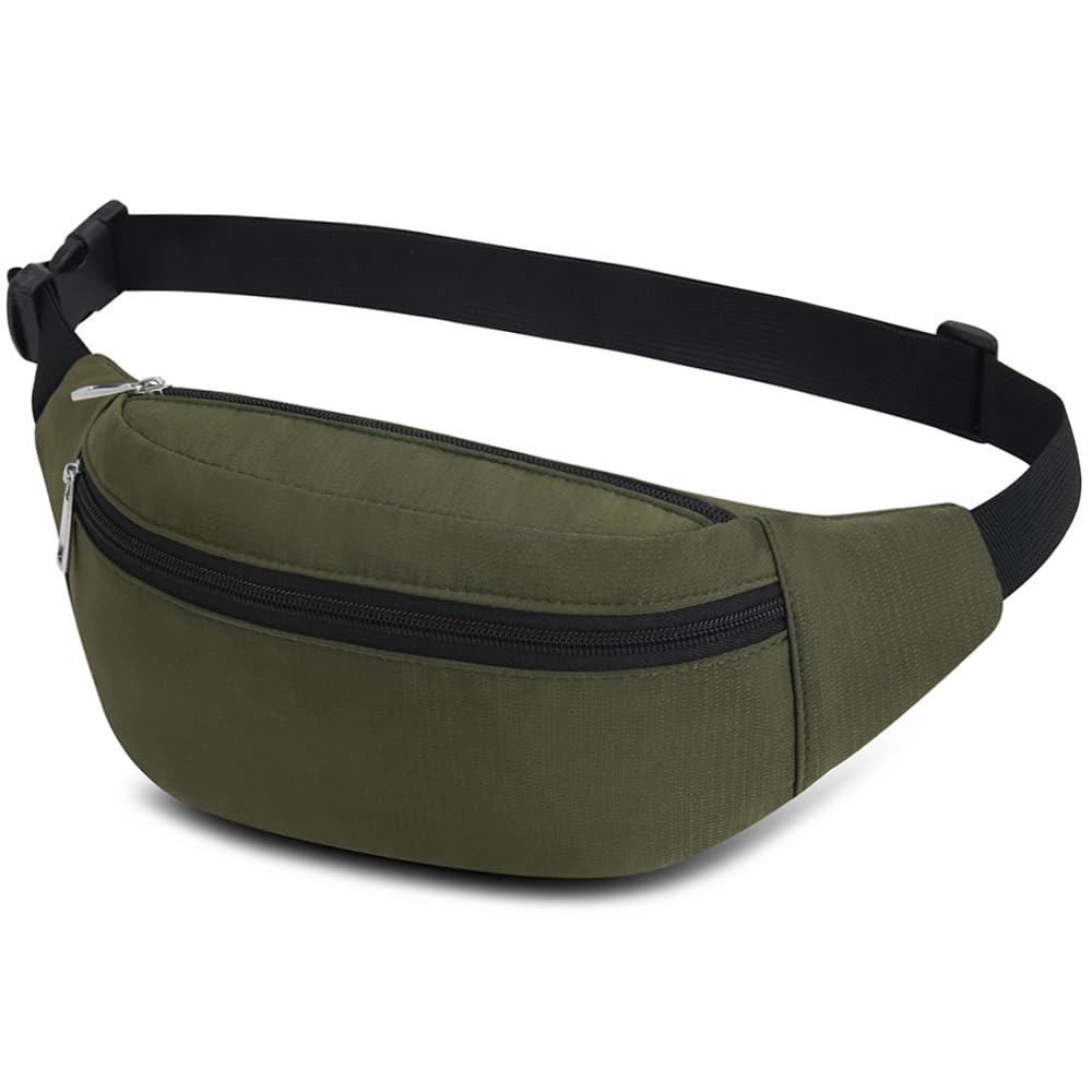 Waterproof Bumbags Waist Fanny Pack for Men Women Ladies Fashion Bum Bag with Adjustable Belt for Sport Running Hiking Jogging Girls Women Men (Olive-1)
