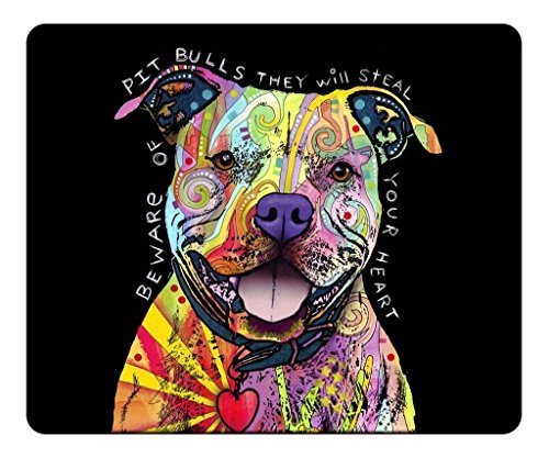 Schoolsupplies Mouse Pad, Premium Office&Gaming Mouse Pad Design - Beware Of The Pit Bulls Mouse Pad 9x7in (Natural Eco Rubber)