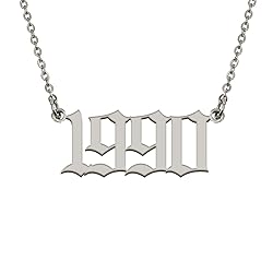 GR859C Birth Year Necklace 1990 Gold Old English