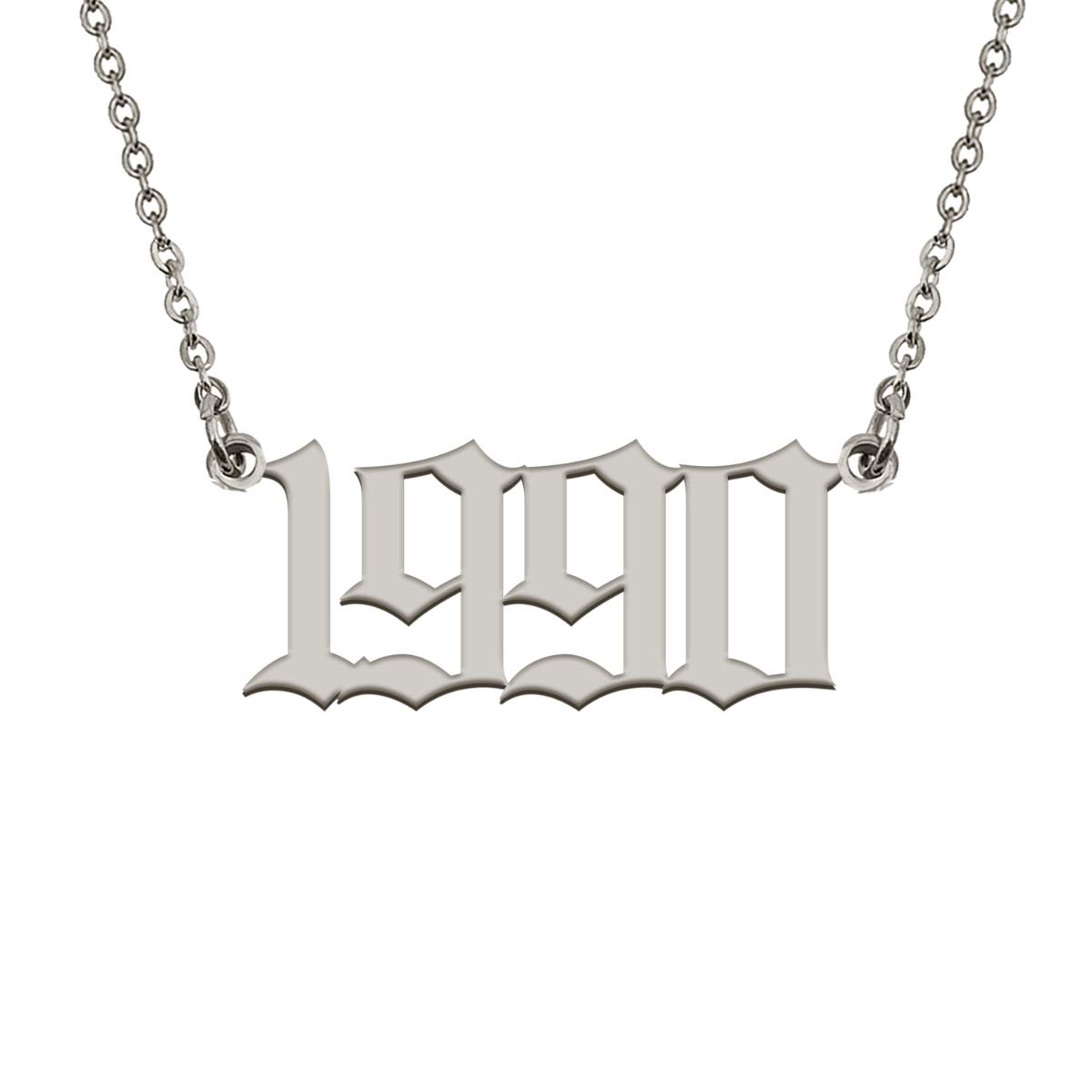 GR859C Birth Year Necklace 1990 Gold Old English