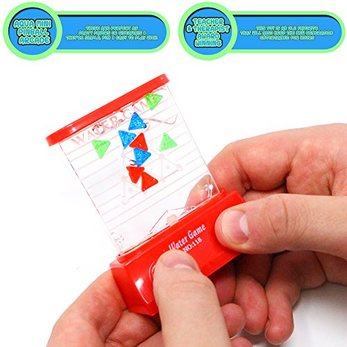 Big Mo's Toys Water Handheld Games - Aqua Mini Pinball Arcade Toy, Party favors, Travel Toys, Teacher’s and Therapist’s Reward and/or prize, 1 piece (Assorted Colors)