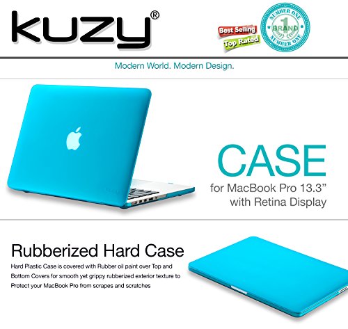 Kuzy - Rubberized Hard Case for Older MacBook Pro 13.3" with Retina Display A1502 / A1425 13-inch Plastic Shell Cover - AQUA