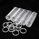 100 Pack 30mm Clear Round Coin Capsule, Plastic