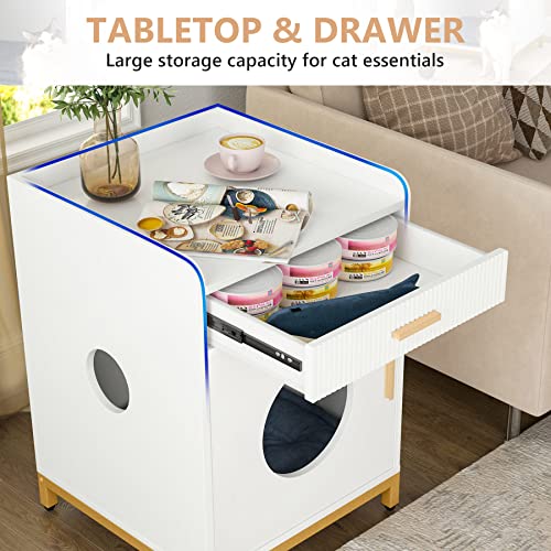 Tribesigns Cat Litter Box Enclosure with Storage Drawer, Hidden Litter