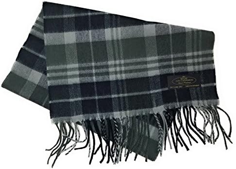 100% Cashmere Soft Wool Plaid Scarf Made in Germany (Grey Light & Dark)