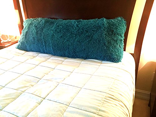 Brilliant Home Design Luxurious Faux Fur Body Pillow Cover with Long Hair, Removable with Sturdy Zipper Closure, Ultra Soft, Fits up to 20 X 54 Body Pillow (Multiple Colors Available) (Turquoise) - Thumbnail 5