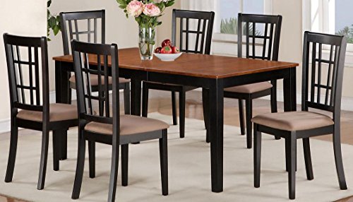 East West Furniture NIT-BLK-T Rectangular Dining Table with 12-Inch Butterfly Leaf, 36-Inch by 66-Inch
