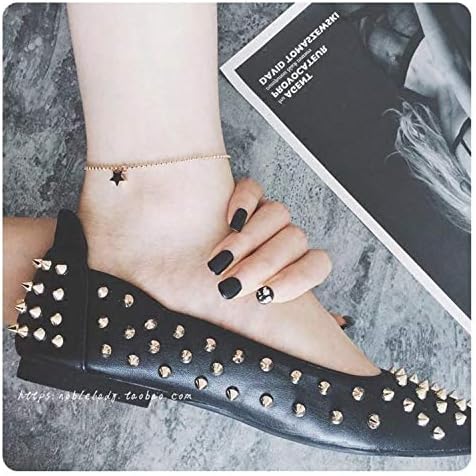 Fremttly Handmade Dainty Anklet Womens 14K Gold Filled Freshwater Pearls Star Lucky Beads Lace Foot Chain Adjustable