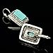 Tagoo Women's Silver Alloy Rhinestone Square Turquoise Earrings
