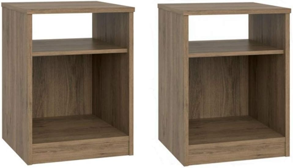 Amazon Com Mainstays Nightstand Features Open Top Shelf And Bottom Cubby Set Of 2 Rustic Oak Finish Free Furniture Cleaning Cloths Kitchen Dining