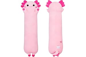 MIAOHAHA Kawaii Long Plush Axolotl Toy Stuffed Animal Axolotl Toy Pillow Hugging Pillow Gift for Kids and Girls (Pink,50cm/19.6in)