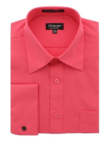Milani Standard Fit Dress Shirt with French Cuffs in Coral