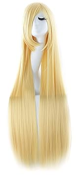 MapofBeauty 40' Anime Kostüm lange gerade Cosplay Perücke Partei Perücke (blond)