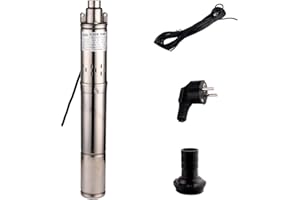 SHYLIYU Submersible Deep Well Pump 3" OD Pipe 1" Outlet 0.25KW 0.33HP Stainless Steel Submersible Screw Water Pumps for Industrial and Home Use