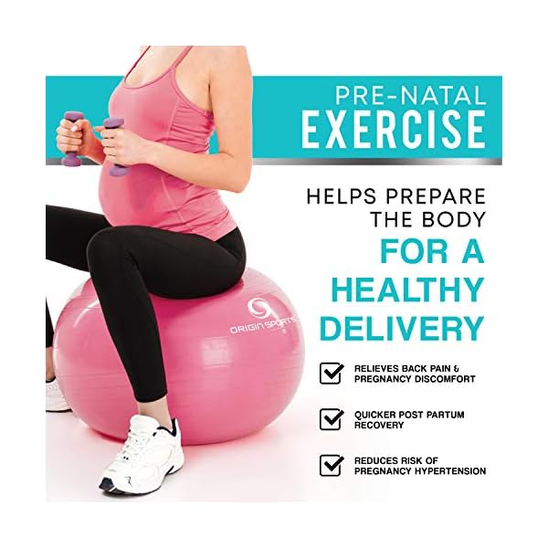 Exercise Fitness Swiss Yoga Ball - Anti Burst Extra thick with Hand Pump for Home Gym - Birthing Ball for Yoga, Pilates…