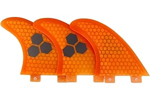GENERIC G5 Fiberglass Surfboard Fin with Triple Hexagon Design - for Enhanced Control & Stability - Compatible with FCS Orange-red