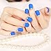 YUNAI 24PCS Matte with Metallic French Acrylic False Fake Full Nail Tip Art Royal Blue&Gold