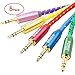 Postta 3.5MM Braided Stereo Audio Cable(3 Feet) Dual-Shielding Male to Male AUX Cable for car stereos,Smartphones,Tablets,PC,Media Players and More-5 Pack(Red/Yellow/Purple/Blue/Green)